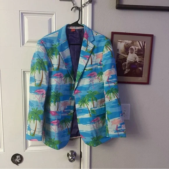 OppoSuit 3 piece Flamingo Print Suit - Picture 5 of 15